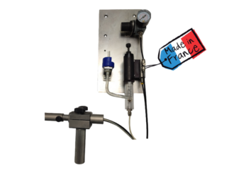 Seringue pneumatique: porte-aiguille, partie technique, injections sécurisées 0.1-5.5 ml, pression 4 bars, maternité, post-sevrage, luer lock, trois versions (0.5 ml, 3.0 ml, 5 ml).